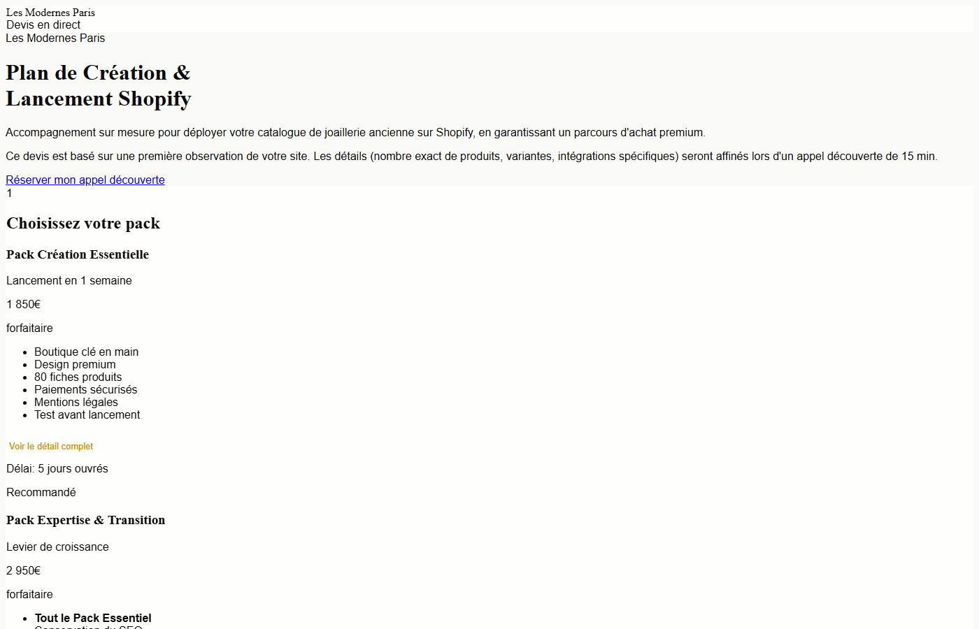 Devis interactif Shopify